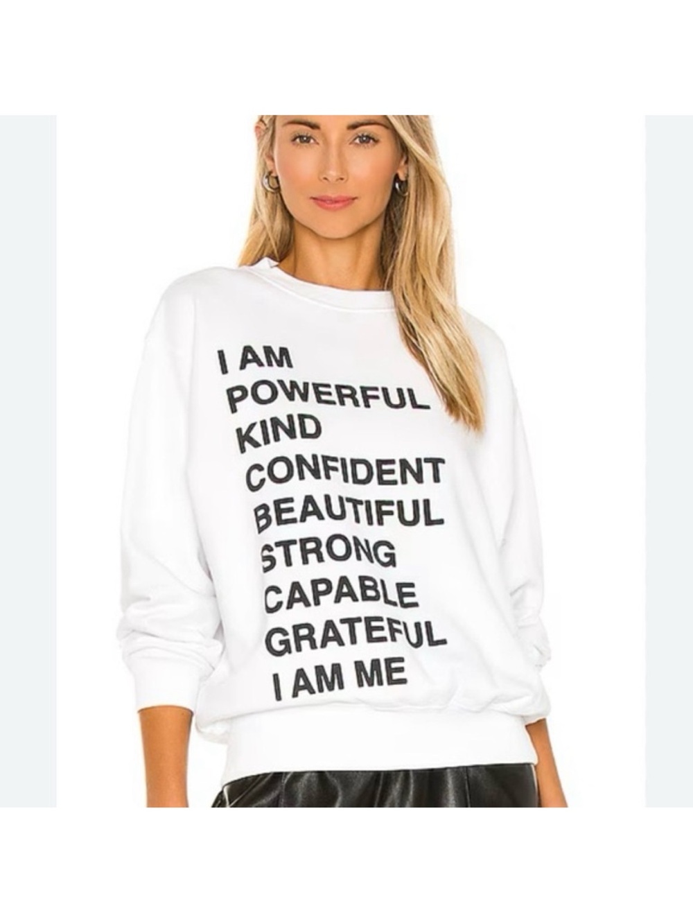 Anine Bing Ramona Sweatshirt Empowerment Graphic Sweatshirt White XS NWT
